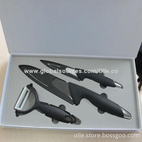 Ceramic Knife Set with Peeler, Gift Box Packaging